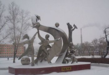 抽象少先隊雕塑廠家 教育小品 戶外不銹鋼少先隊雕塑定做