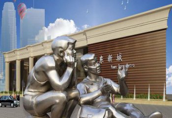 廣場讀書雕塑廠家 現代小品  創意不銹鋼讀書雕塑廠