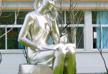 公園讀書雕塑廠家 鏡面小品 中式不銹鋼讀書雕塑廠