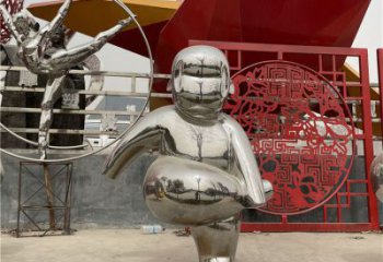 廣場(chǎng)娃娃雕塑廠家 鏡面小品  抽象不銹鋼娃娃雕塑廠