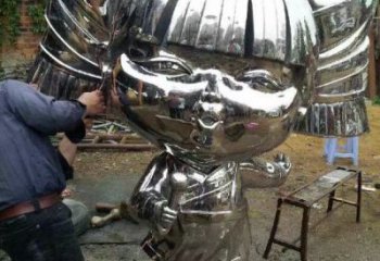 公園娃娃雕塑廠家 戶外擺件 不銹鋼鏡面娃娃雕塑廠