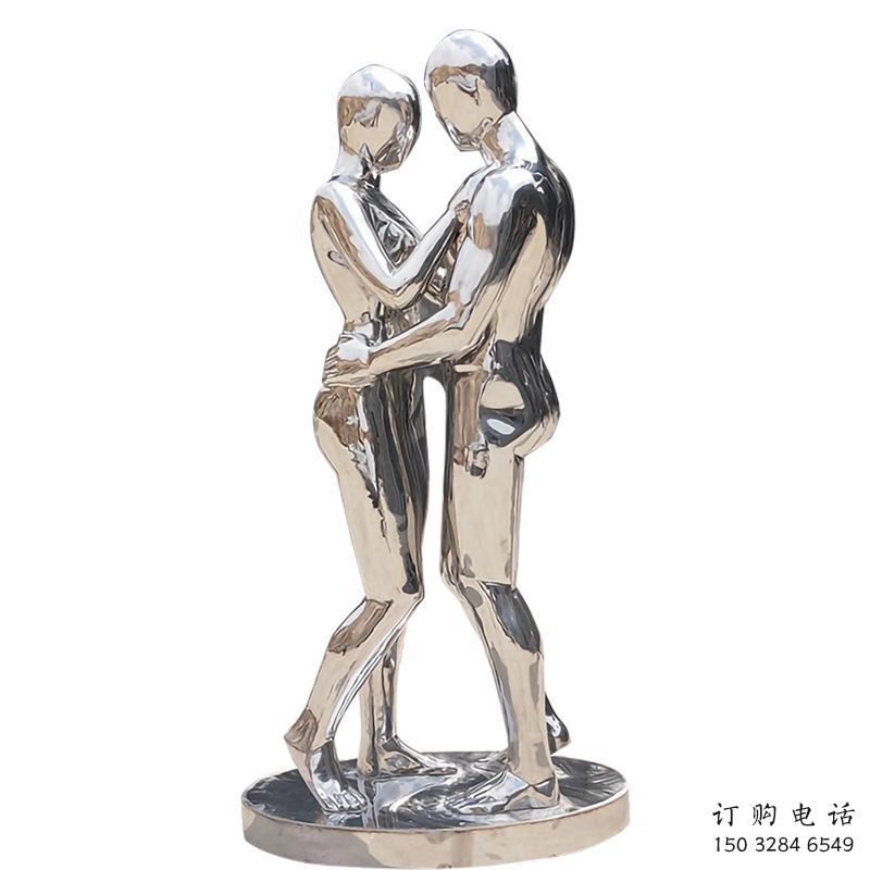 廣場情侶雕塑廠家  現(xiàn)代小品  鏡面不銹鋼情侶雕塑廠