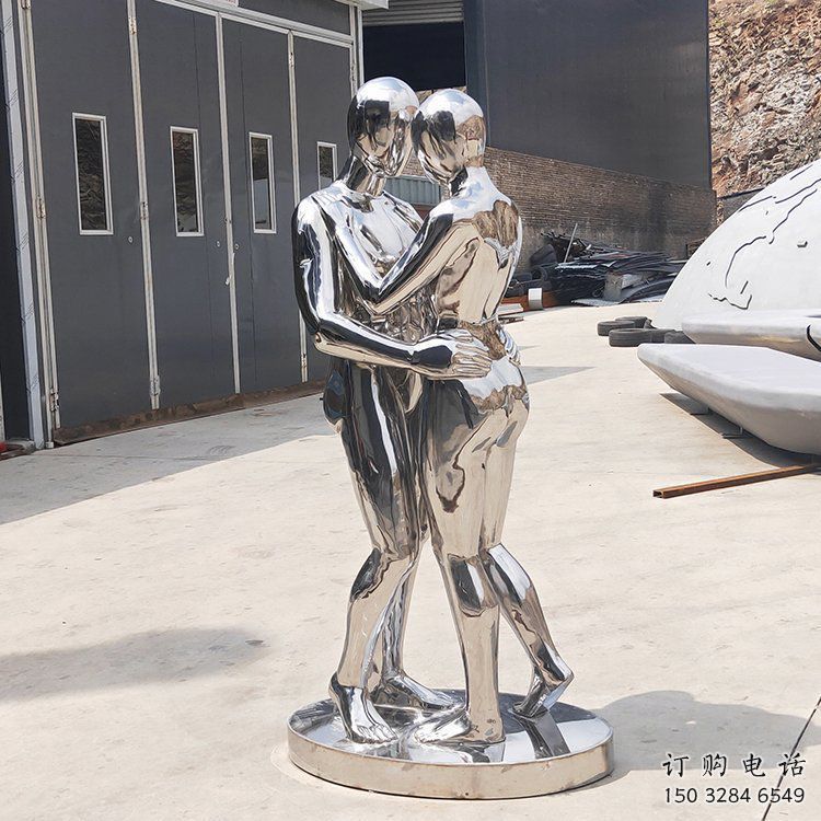 歐式情侶雕塑廠家 抽象擺件  創(chuàng)意不銹鋼情侶雕塑廠