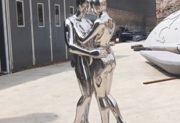 歐式情侶雕塑廠家 抽象擺件  創意不銹鋼情侶雕塑廠