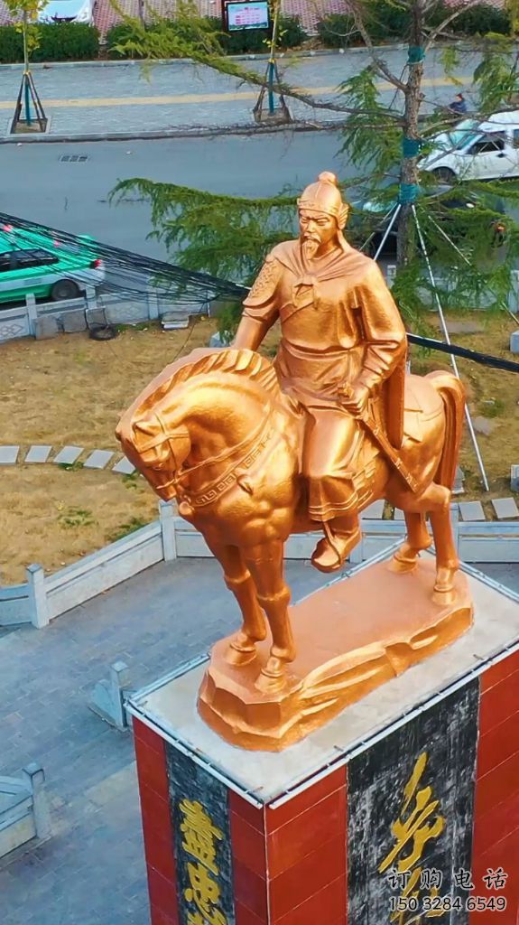 烤漆岳飛雕塑廠家  廣場(chǎng)小品  大型岳飛雕塑制作廠