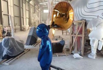 異形人偶雕塑廠家 現代小品  幾何不銹鋼人偶雕塑廠