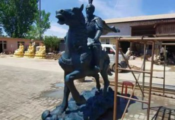 烤漆岳飛雕塑廠家 廣場(chǎng)小品  戶外岳飛雕塑廠