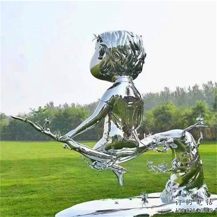 創(chuàng)意嬰兒雕塑廠家  現(xiàn)代小品 公園不銹鋼嬰兒雕塑廠