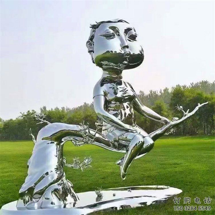 現代嬰兒雕塑廠家 大型別墅區擺件  戶外不銹鋼嬰兒雕塑廠