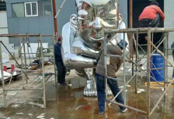 街頭嬰兒雕塑廠家 大型別墅區(qū)擺件  抽象不銹鋼嬰兒雕塑廠