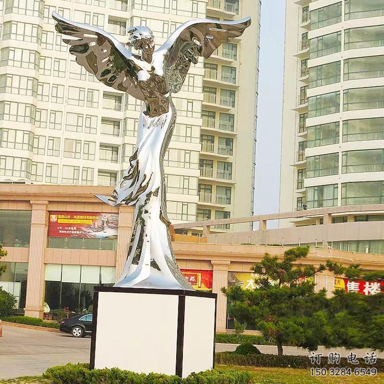 鏡面精靈雕塑廠家 大型擺件  房地產不銹鋼精靈雕塑廠