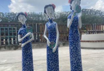 彩繪仕女雕塑廠家  戶(hù)外擺件 街頭仕女雕塑廠