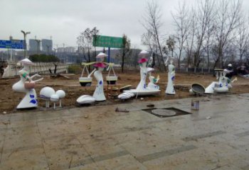 烤漆仕女雕塑廠家  公園街頭小品  戶(hù)外彩繪仕女雕塑廠