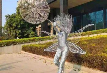 鏤空精靈雕塑廠家 園林小品  廣場不銹鋼精靈雕塑廠