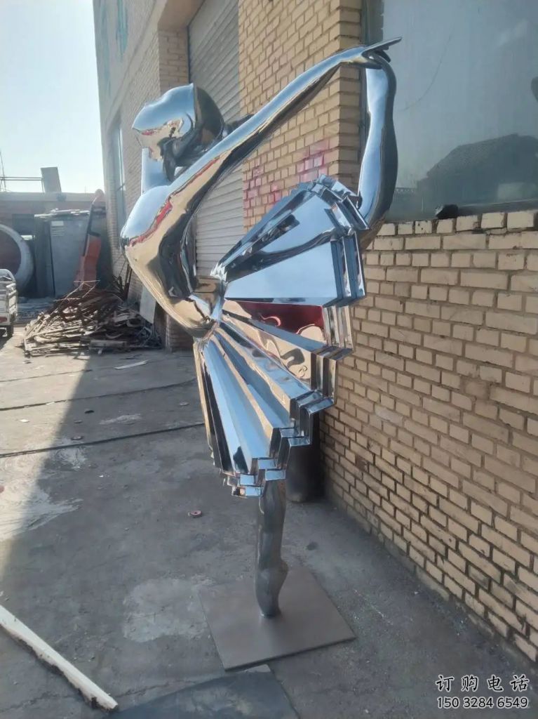 鏡面舞女雕塑廠家 大型擺件  現代不銹鋼舞女雕塑廠