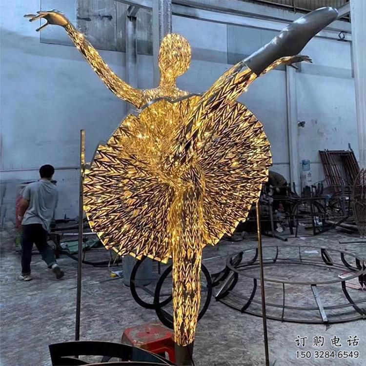 鏤空芭蕾舞雕塑廠家 園林小品 不銹鋼燈光芭蕾舞雕塑廠