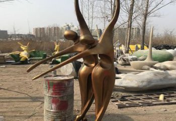 幾何舞者雕塑廠家  廣場小品  抽象不銹鋼舞者雕塑擺件