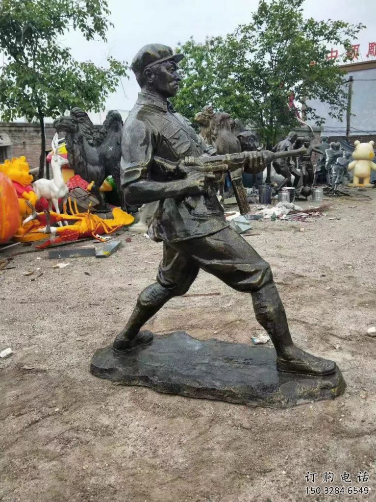噴漆戰士雕塑廠家 中式村口小品 草地戰士雕塑廠