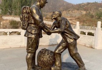 部隊擁軍雕塑廠家  廣場公園小品 噴漆擁軍雕塑廠