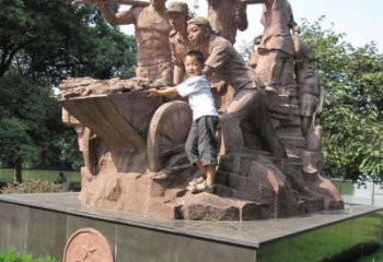 街頭擁軍雕塑廠家 大型戶外擺件  烤漆擁軍雕塑生產制作