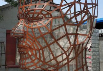 歐式大頭入雕塑廠家 抽象擺件  創意不銹鋼大頭入雕塑廠