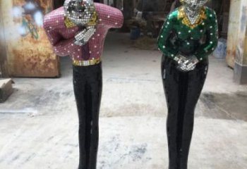 電鍍迎賓雕塑廠家 園林?jǐn)[件  大型不銹鋼迎賓雕塑廠