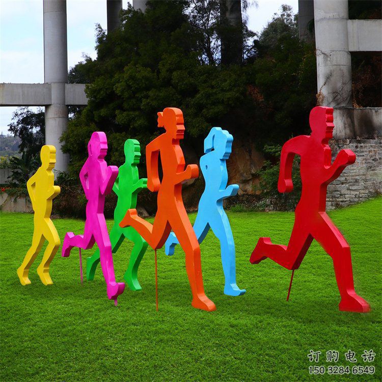 運動健兒雕塑廠家 彩繪剪紙小品 校園不銹鋼健兒雕塑廠