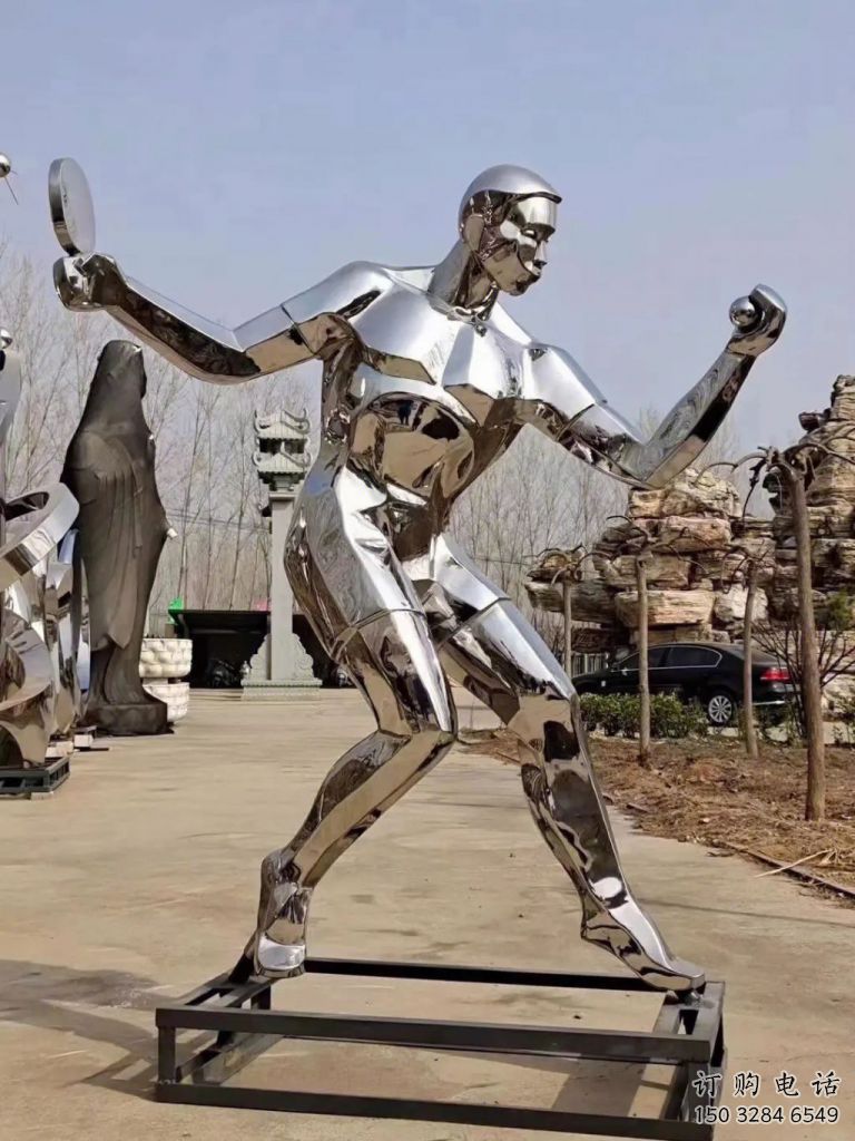 現代健兒雕塑廠家 大型別墅區擺件  創意不銹鋼健兒雕塑廠