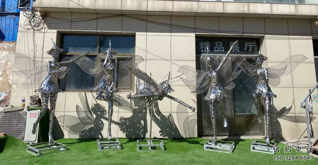 異形花仙子雕塑廠家 現(xiàn)代小品  公園不銹鋼花仙子雕塑廠