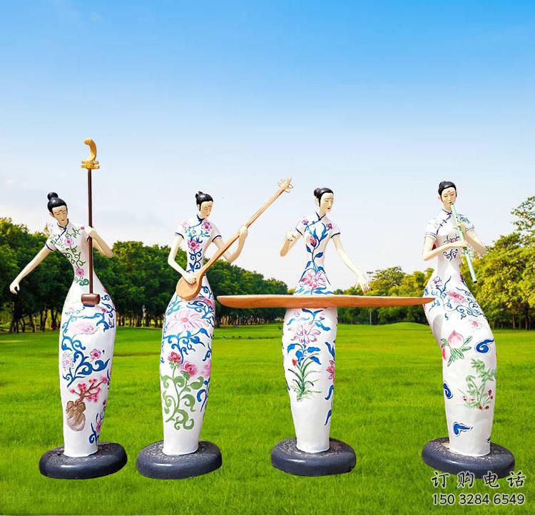 仿古音樂人雕塑廠家  草地小品 房地產不銹鋼音樂人雕塑廠