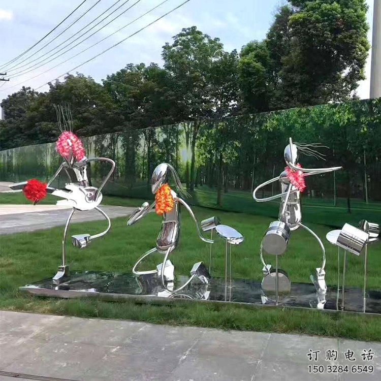 鏡面樂隊雕塑廠家 大型擺件  創意樂隊雕塑工廠