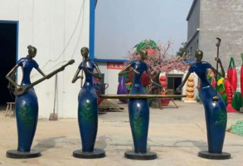 彩繪樂隊雕塑廠家  公園擺件 街頭樂隊雕塑廠