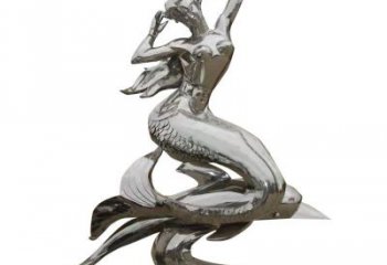 鏡面美人魚雕塑廠家 大型擺件  公園不銹鋼美人魚雕塑工廠