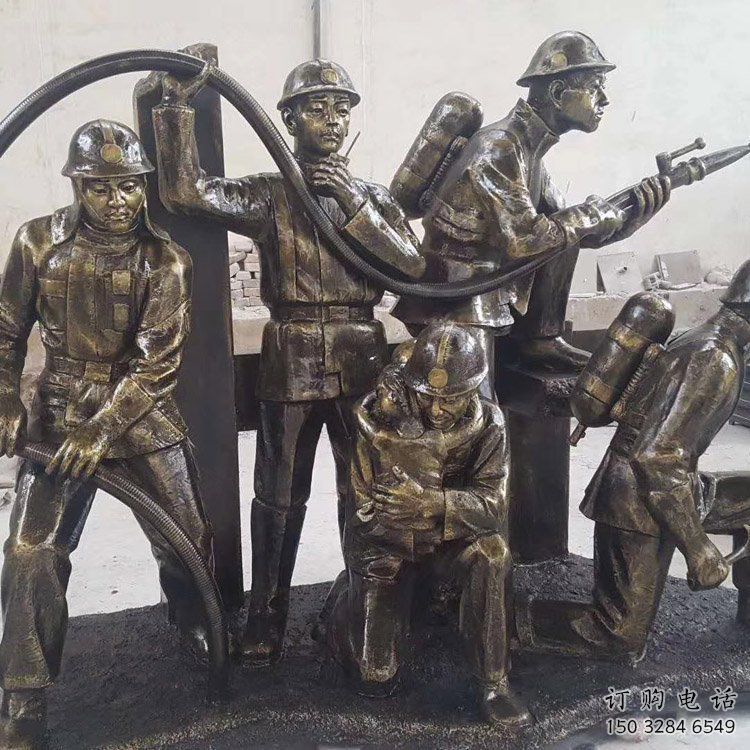 仿真消防員雕塑廠家 現代擺件 部隊消防員雕塑廠