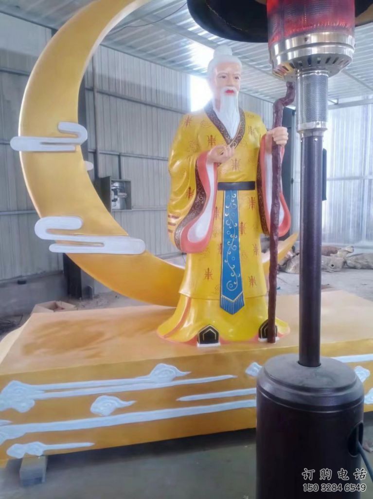 公園月老雕塑廠家 戶外擺件  仿古彩繪月老雕塑擺件