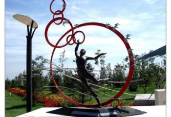 現代運動員雕塑廠家 大型擺件  烤漆不銹鋼運動員雕塑廠