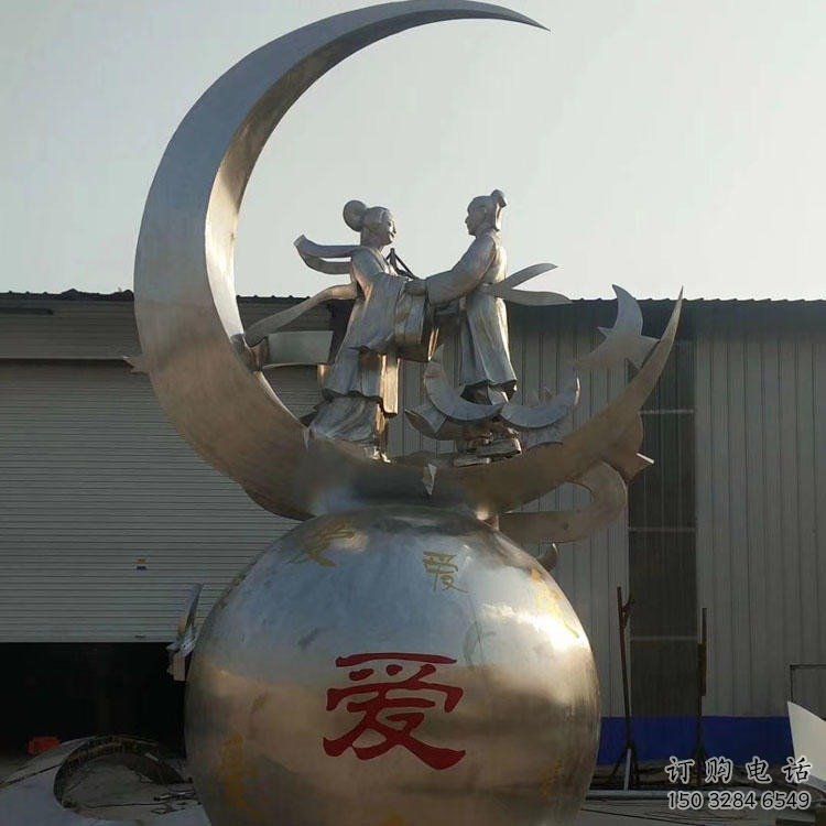 烤漆牛郎織女雕塑廠家  仿古小品  戶外牛郎織女雕塑報價