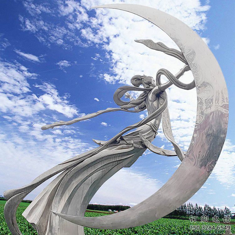 戶外嫦娥奔月雕塑廠家 噴漆小品  現代嫦娥奔月雕塑廠