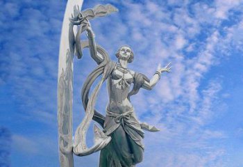 鍛造嫦娥奔月雕塑廠家 創意小品 戶外嫦娥奔月雕塑加工廠