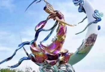 鍍金嫦娥奔月雕塑廠家 鑄造擺件 水景嫦娥奔月雕塑廠