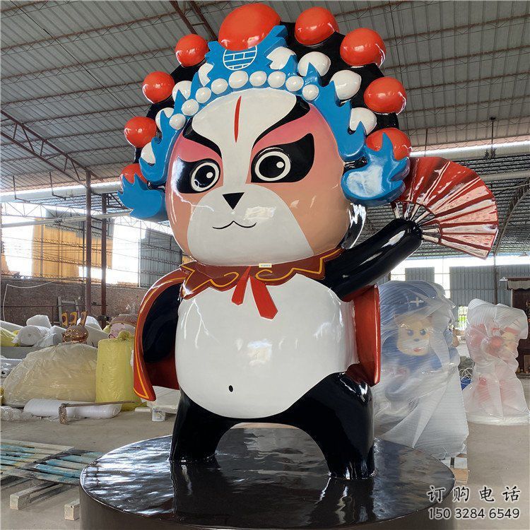 中式變臉雕塑廠家  現代創意小品  戶外彩繪變臉雕塑擺件