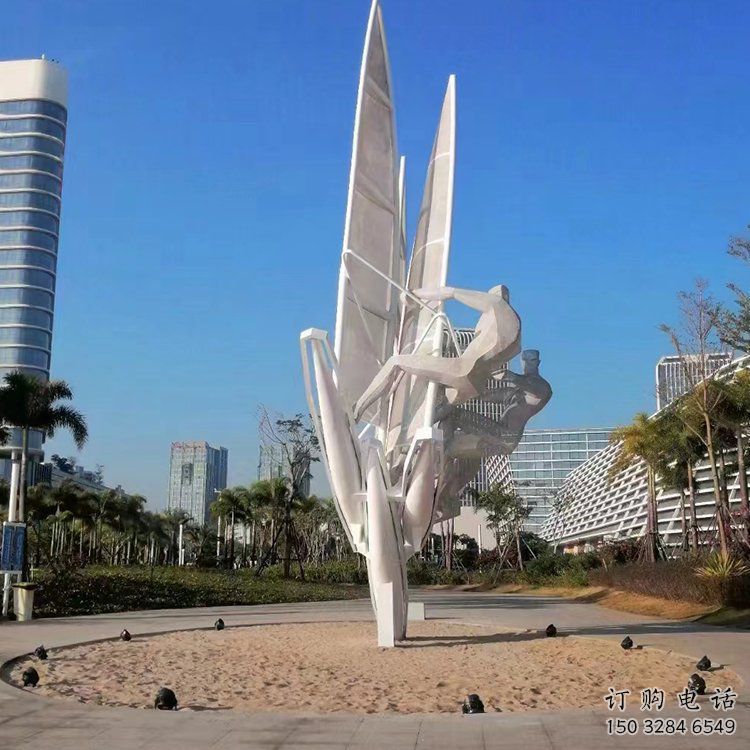 幾何沖浪雕塑廠家  公園小品  現(xiàn)代鏤空不銹鋼沖浪雕塑