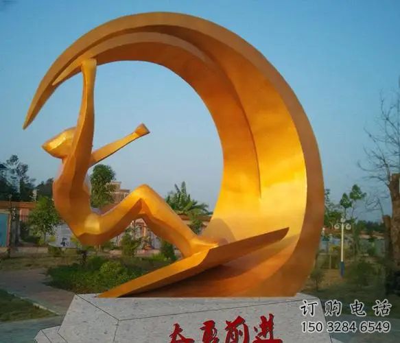 大型沖浪雕塑廠家 鍛造小品 創(chuàng)意烤漆不銹鋼沖浪雕塑