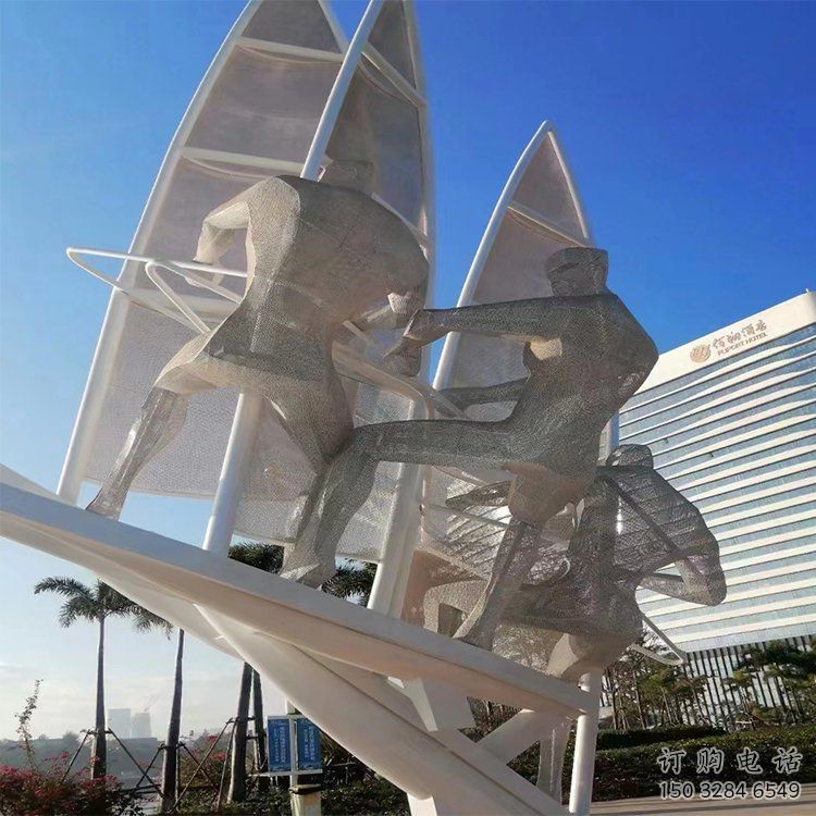 歐式?jīng)_浪雕塑廠家 抽象擺件 體育場不銹鋼沖浪雕塑廠