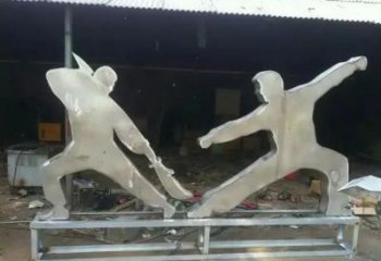 創(chuàng)意擊劍雕塑廠家 啞光小品 公園不銹鋼擊劍雕塑廠