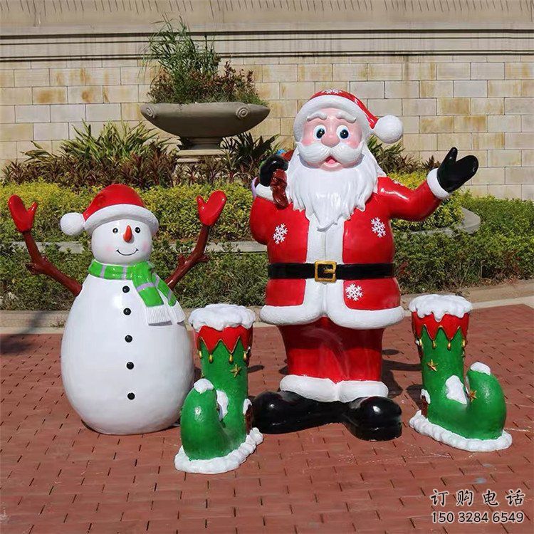 烤漆圣誕老人雕塑廠家  彩繪公園廣場小品擺件