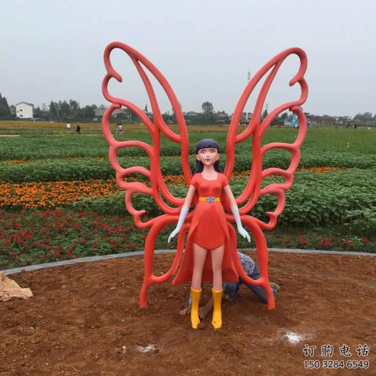 鏤空仙子雕塑廠家 園林小品 彩繪烤漆仙子雕塑擺件