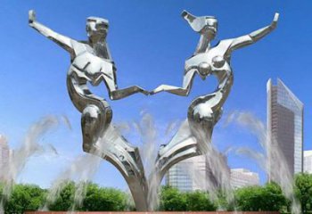 鏡面扭秧歌雕塑廠家 廣場(chǎng)大型擺件  現(xiàn)代抽象不銹鋼扭秧歌雕塑