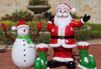 烤漆圣誕老人雕塑廠家  彩繪公園廣場小品擺件