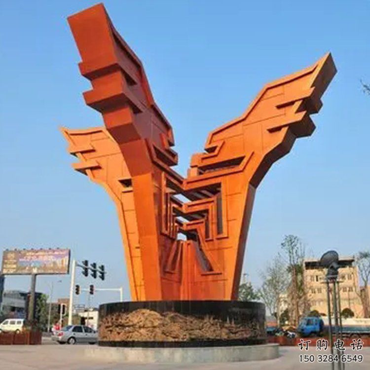 現代地標雕塑廠家 大型擺件  創意烤漆不銹鋼地標雕塑